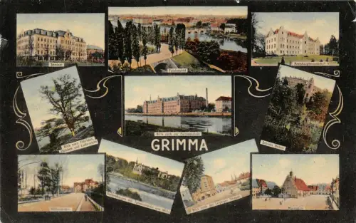 Grimma Totalansicht Fürstenschule Amtshauptmannschaft Postkarte AK 1911