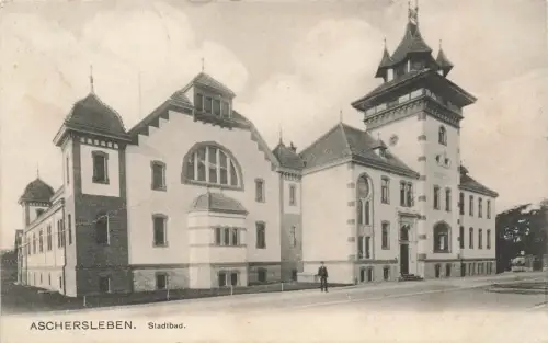 Stadtbad in Aschersleben Sachsen-Anhalt Postkarte AK 1926