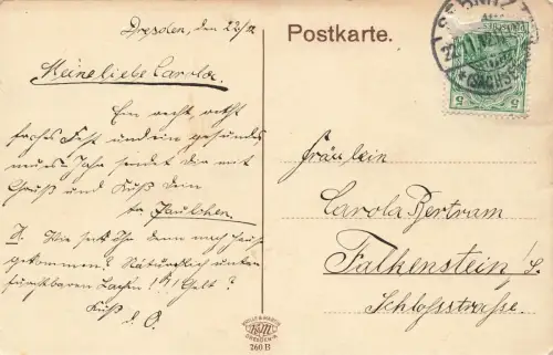 Blick zur Stadtschule in Sebnitz Sachsen Postkarte AK 1912