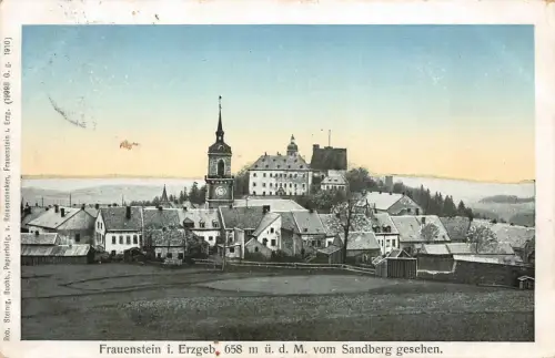 Frauenstein i. Erzgeb. 658 m ü. d. M. vom Sandberg gesehen Postkarte AK 1911