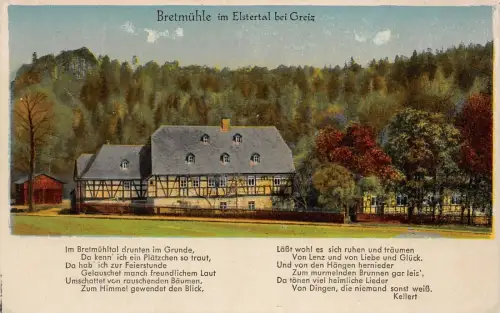 Bretmühle im Elstertal Greiz Thüringen Postkarte