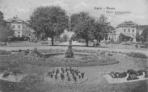 Fürstlicher Kuchengarten Gera-Reuss Thüringen Postkarte AK 1920