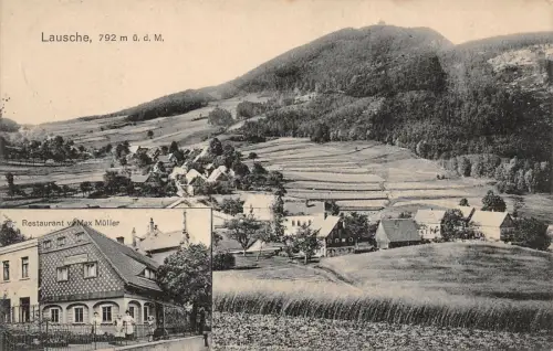Lausche 792 m ü. d. M. Restaurant v. Max Müller Feldpostkarte AK 1916