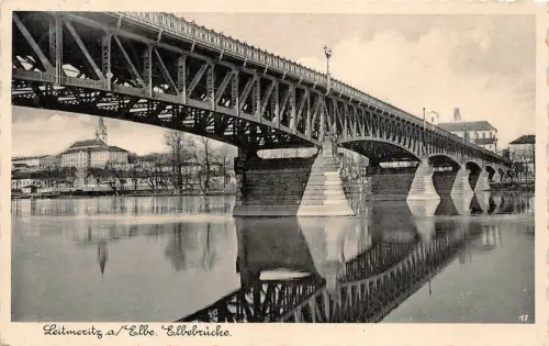 Leitmeritz a/Elbe Elbebrücke Postkarte 1939