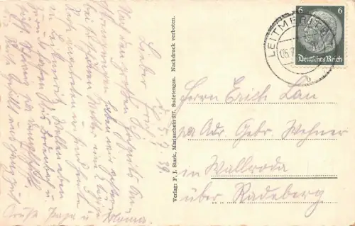 Leitmeritz a/Elbe Elbebrücke Postkarte 1939