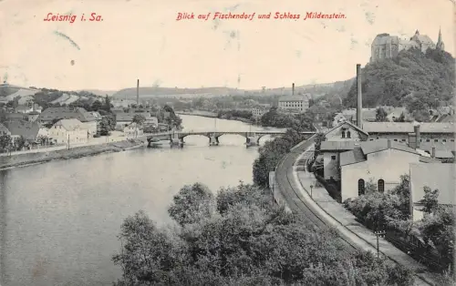 Leisnig Sachsen Blick auf Fischendorf AK 1917