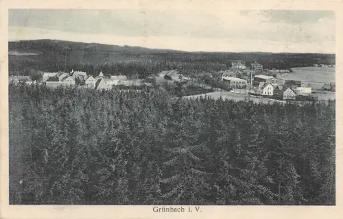 Totalansicht von Grünbach Vogtland Sachsen Postkarte