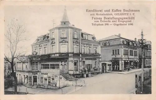 Oelsnitz Erzgb. Sachsen Konditorei Kaffee Bochmann mit Motorbetrieb Strasse 1917