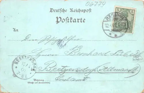 Gruss aus Raguhn in Anhalt Sachsen-Anhalt Mondschein Postkarte AK 1901