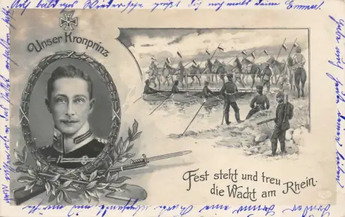 Fest steht und treu die Wacht am Rhein Patriotika Postkarte AK 1913