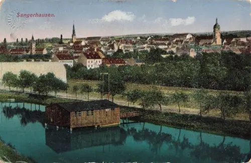 Blick auf Sangerhausen Sachsen-Anhalt Postkarte AK 1918