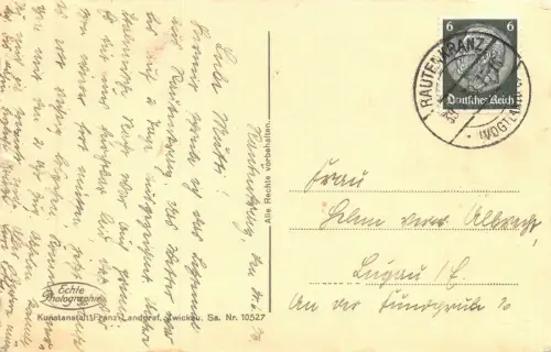 Totalansicht Luftkurort Rautenkranz Vogtland Sachsen Postkarte AK 1939
