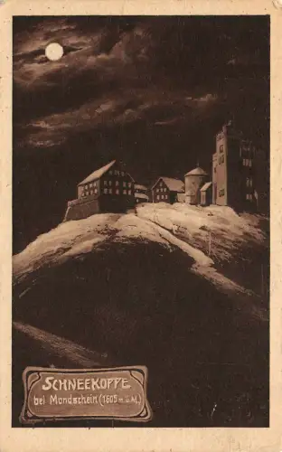 Schlesien Schneekoppe bei Mondschein AK 1926