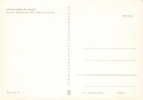 HO-Gaststätte zur Kogge Rostock Mecklenburg-Vorpommern Postkarte AK