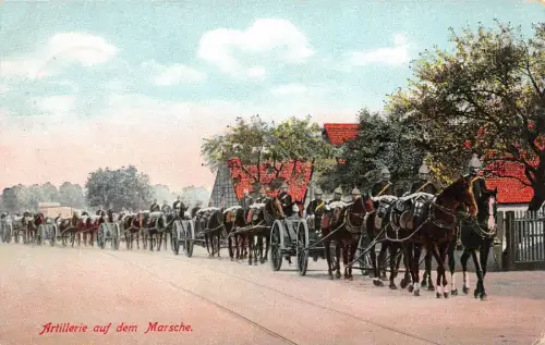 Artillerie auf dem Marsche Patriotika Postkarte AK 1916