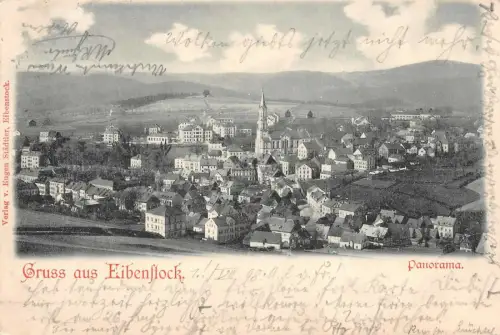 Gruß aus Eibenstock mit Stadtansicht Sachsen Postkarte AK 1898