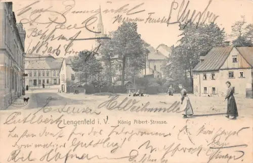 Lengenfeld i. V. König Albert-Strasse Postkarte AK 1905