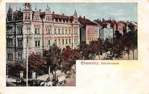 Straßenansicht Reichstraße Chemnitz Sachsen Postkarte AK 1907