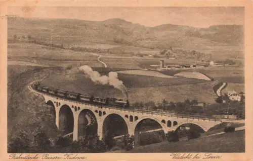 Viadukt bei Lewin Bahnstrecke Reinerz-Kudowa Schlesien Postkarte AK 1927