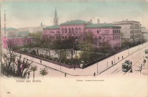 Gruss aus Berlin mit Luisen Gymnasium Berlin Postkarte AK