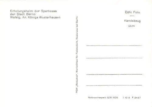 Erholungsheim der Sparkasse der Stadt Berlin in Wolzig Postkarte AK