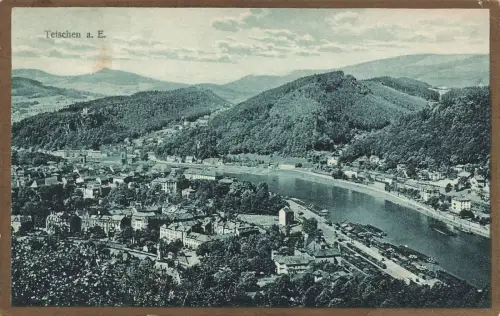 Blick auf Tetschen an der Elbe Böhmen Postkarte AK