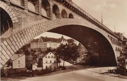 Plauen Friedrich-Augustbrücke Fotokarte 1928
