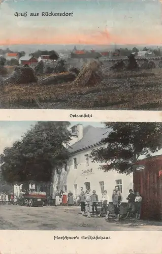Gruß aus Rückersdorf Ortsansicht Marschner's Geschäftshaus Postkarte AK