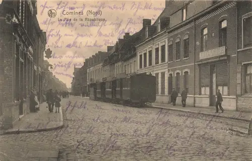 La Rue de la République in Comines Frankreich Postkarte AK 1915