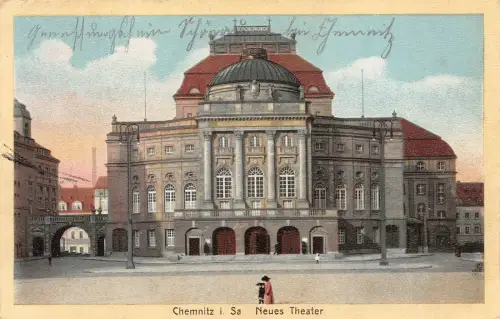 Chemnitz Sachsen Neues Theater Postkarte 1916