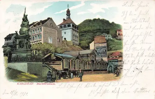 Marktbrunnen in Karlsbad Böhmen Postkarte AK 1901