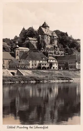Schloß Mainberg bei Schweinfurt "Gasthaus z. schwarzen Adler" Postkarte AK 1937