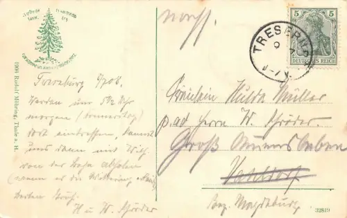 Sommerfrisch Treseburg im Harz Sachsen-Anhalt Postkarte AK 1908