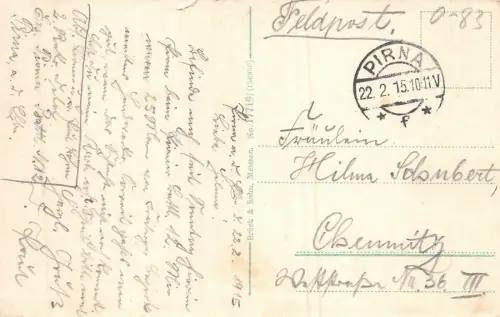 Pirna (Sächs. Schweiz) Kaserne d. 1. K. S. Pionier-Batt. No. 12 Feldpost AK 1915