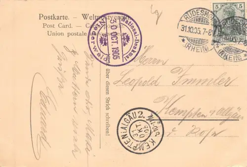 Gruß vom Rhein National-Denkmal auf dem Niederwald Postkarte AK 1905