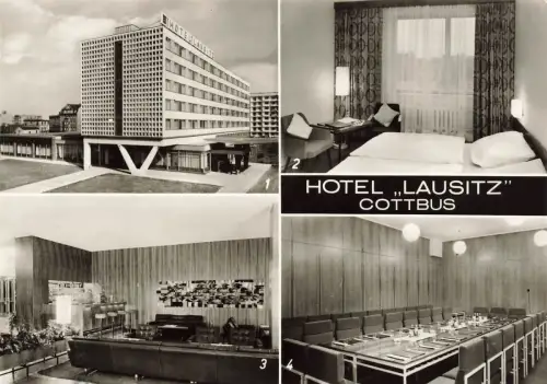 Hotel Lausitz mit Konferenzraum in Cottbus Brandenburg Postkarte AK