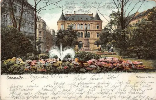 Chemnitz Rathaus u. Börse Postkarte AK 1904
