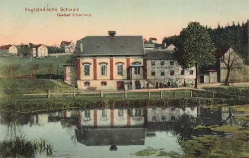 Vogtländische Schweiz Gasthof Alt-Jocketa Postkarte AK