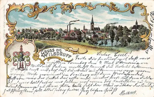 Gruss aus Wilsdruff Lithographie gel. 1902
