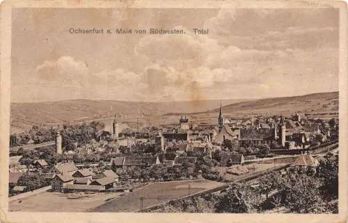 Ochsenfurt a. Main von Südwesten Total Postkarte AK 1933