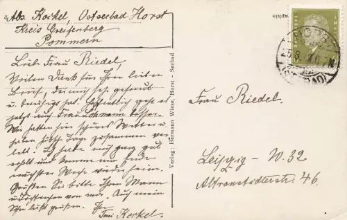 Alte Fischerhäuser in Seebad Horst Niechorze Pommern Postkarte AK 1932
