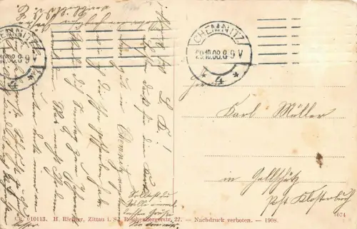 Chemnitz Lutherkirche Postkarte 1908