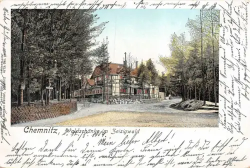 Waldschänke im Zeisigwald Chemnitz Sachsen Postkarte AK 1904
