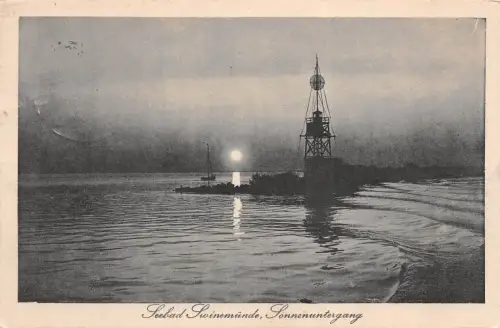 Seebad Swinemünde Sonnenuntergang Postkarte AK