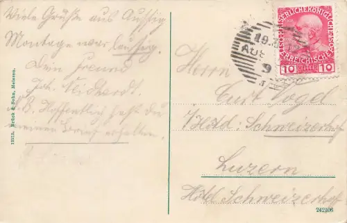 Blick von Ferdinandshöhe auf Kramel mit Dampfer Aussig Böhmen Postkarte AK 1912