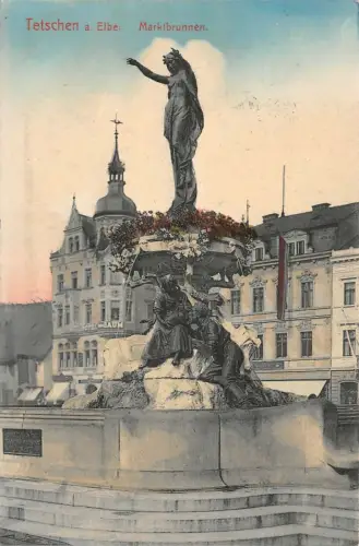 Tetschen a. Elbe Marktbrunnen Postkarte AK 1911
