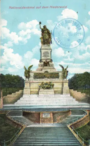 Nationaldenkmal auf dem Niederwald Rüdesheim am Rhein Hessen Postkarte AK 1911