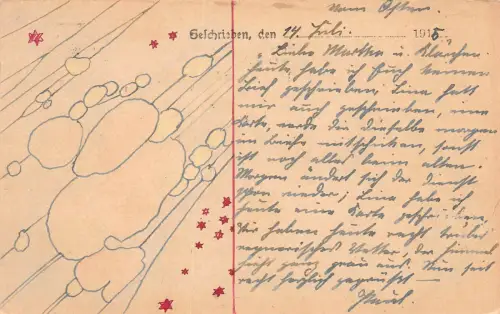 Handgemalte Feldpostkarte Posen 1915