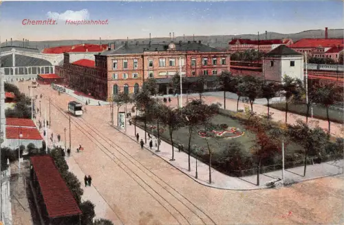 Chemnitz Sachsen Hauptbahnhof Postkarte gel. 1917