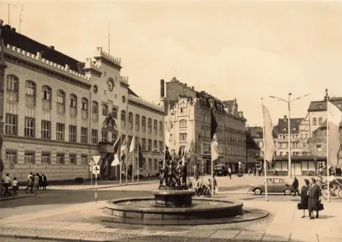 Markt mit Rathaus und Kinderbrunnen 850 Jahre Zwickau Sachsen Postkarte AK